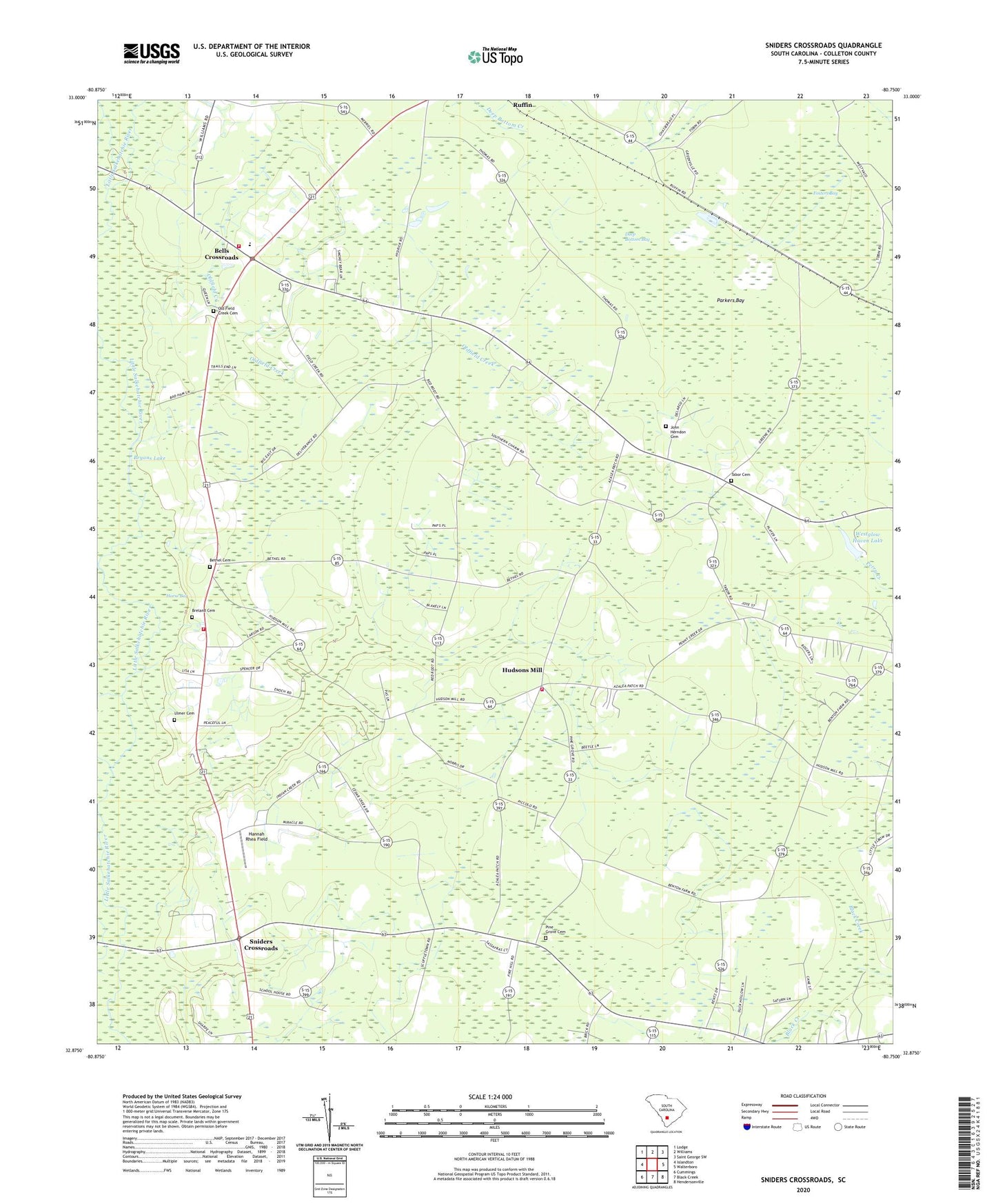 Sniders Crossroads South Carolina US Topo Map Image