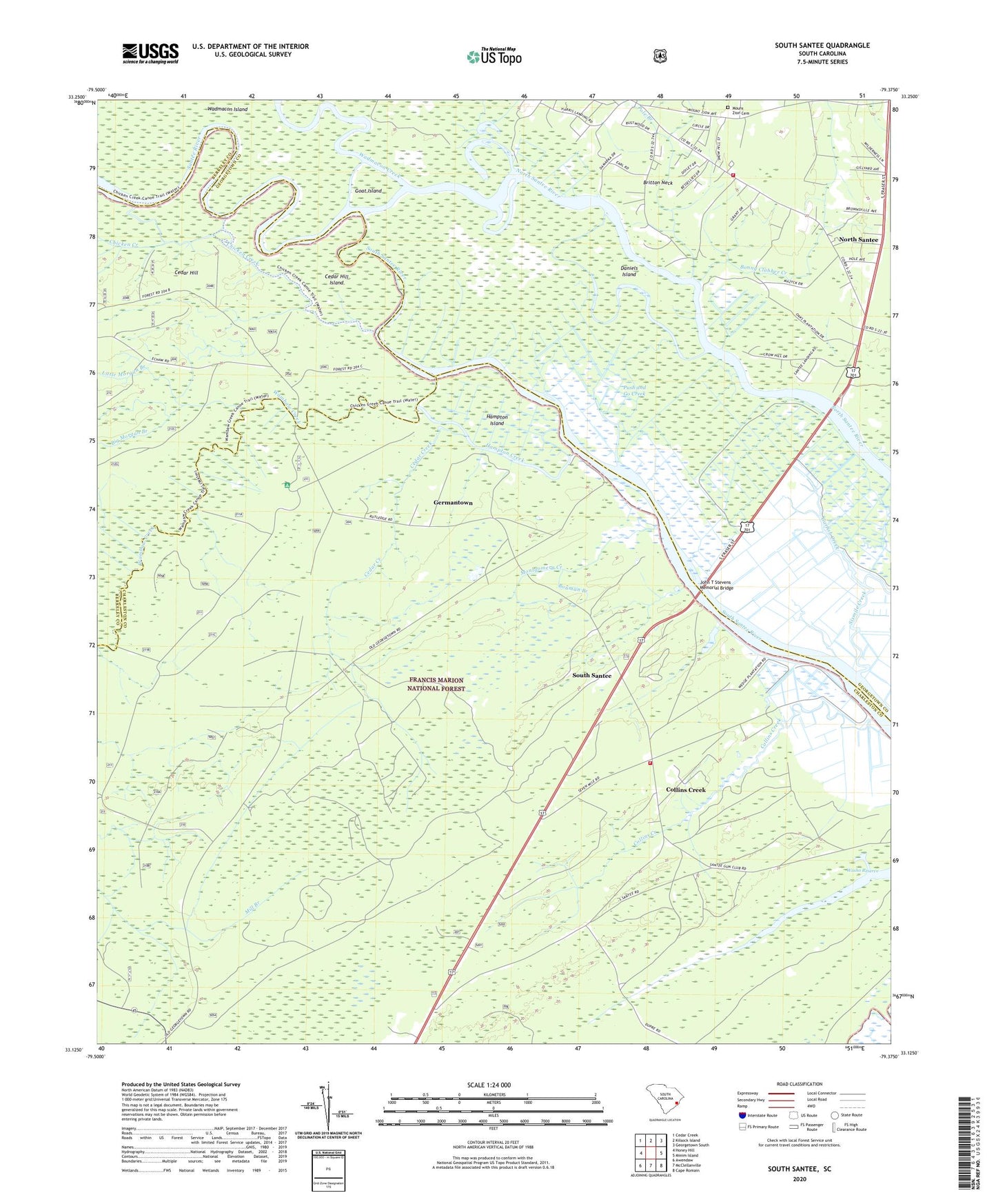 South Santee South Carolina US Topo Map Image