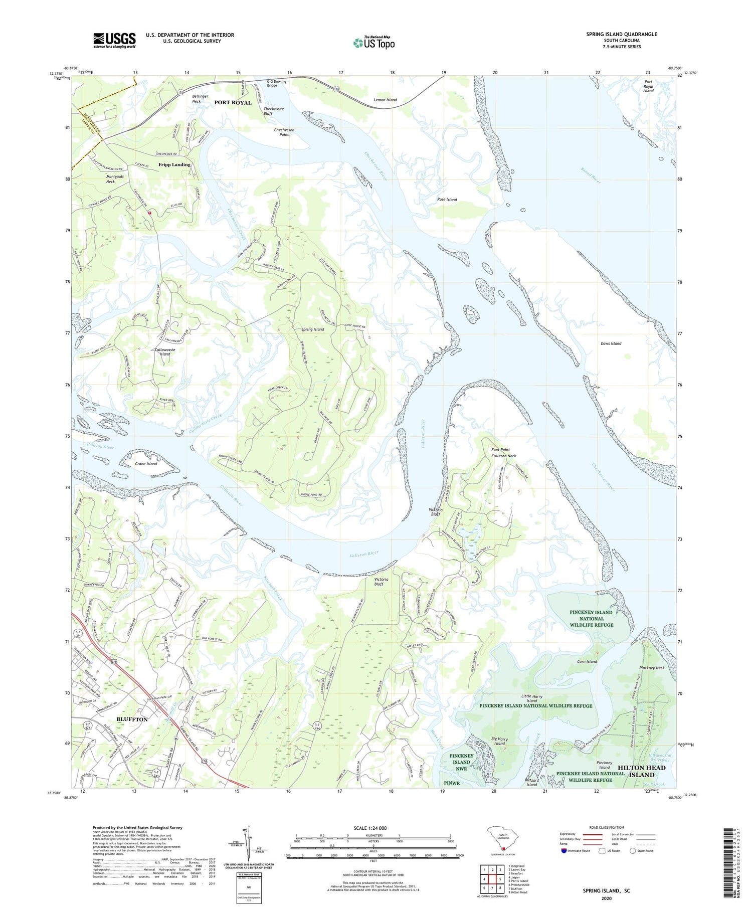 Spring Island South Carolina US Topo Map Image