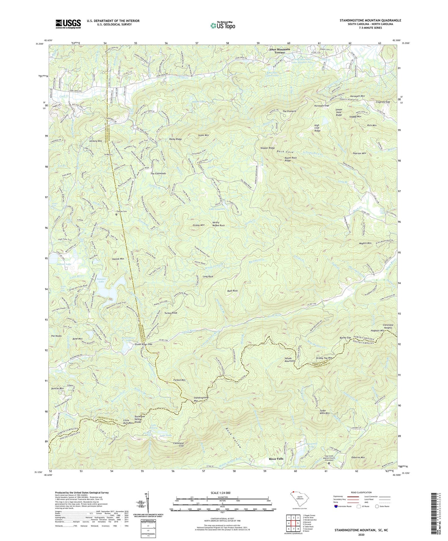 Standingstone Mountain South Carolina US Topo Map Image