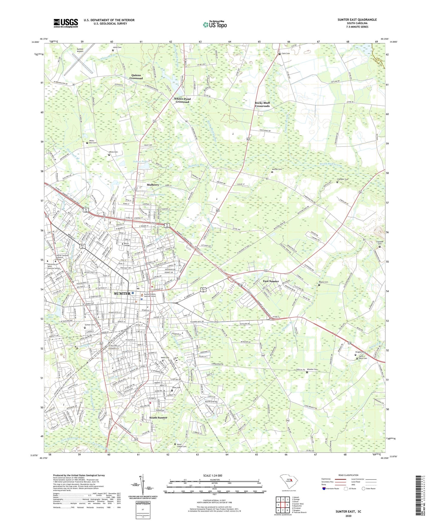 Sumter East South Carolina US Topo Map Image