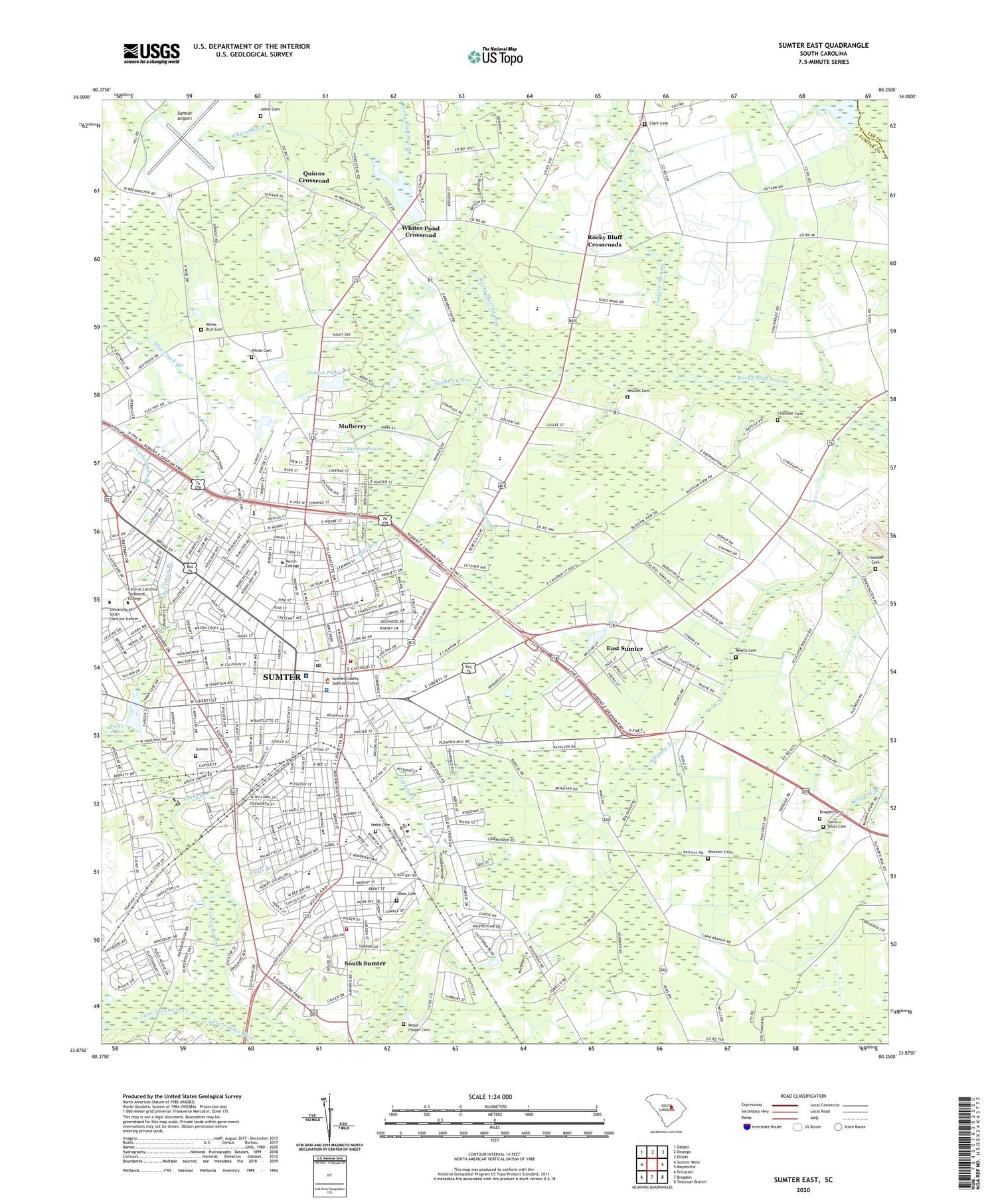 Sumter East South Carolina US Topo Map Image