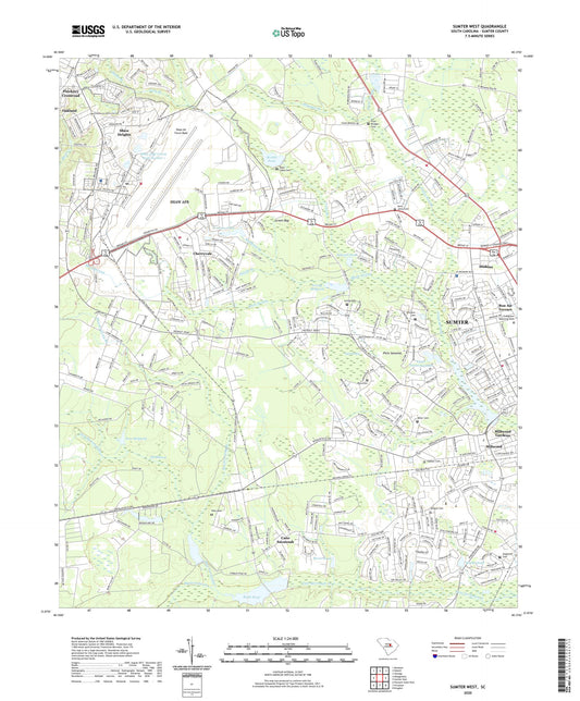 Sumter West South Carolina US Topo Map Image
