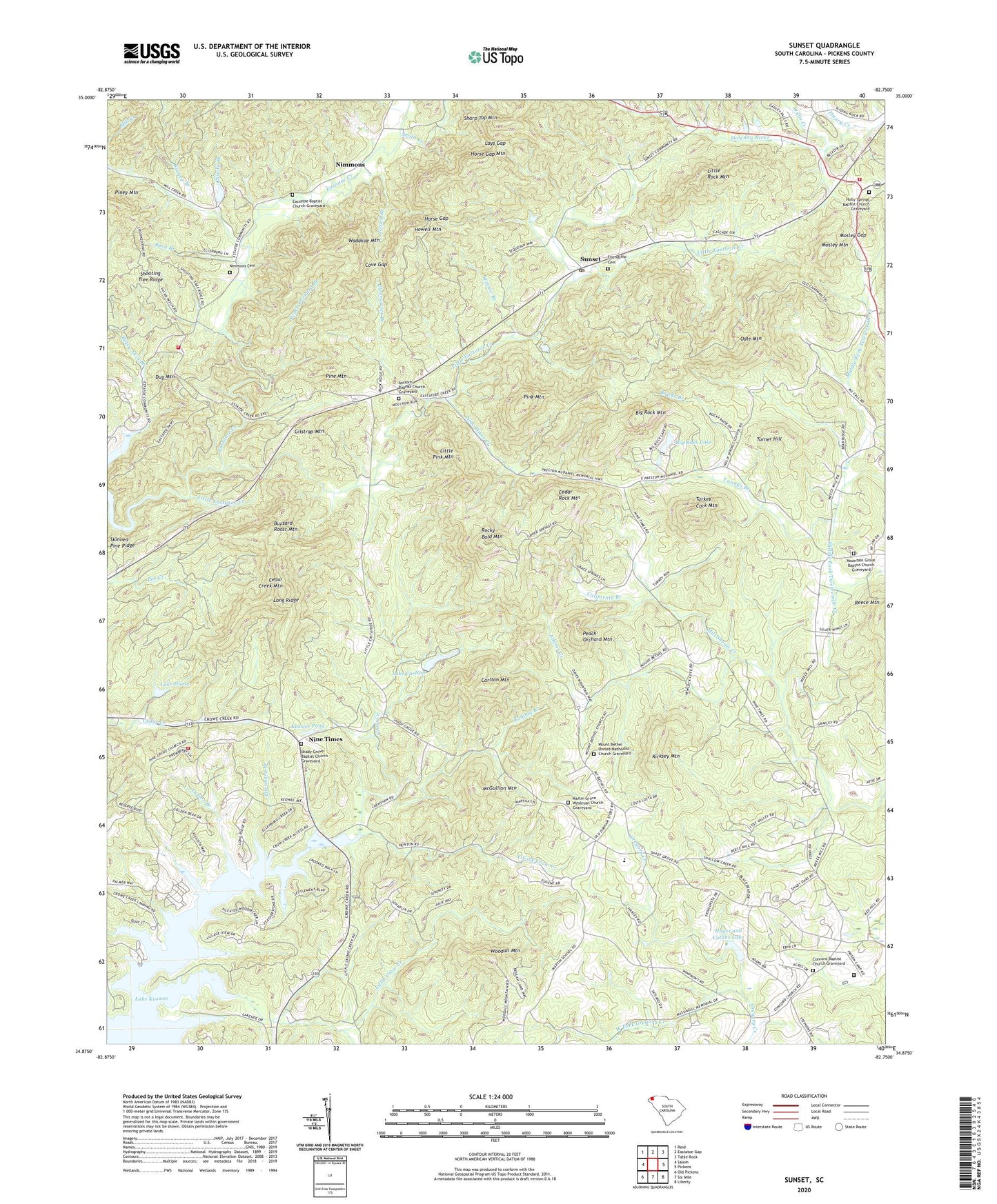 Sunset South Carolina US Topo Map Image