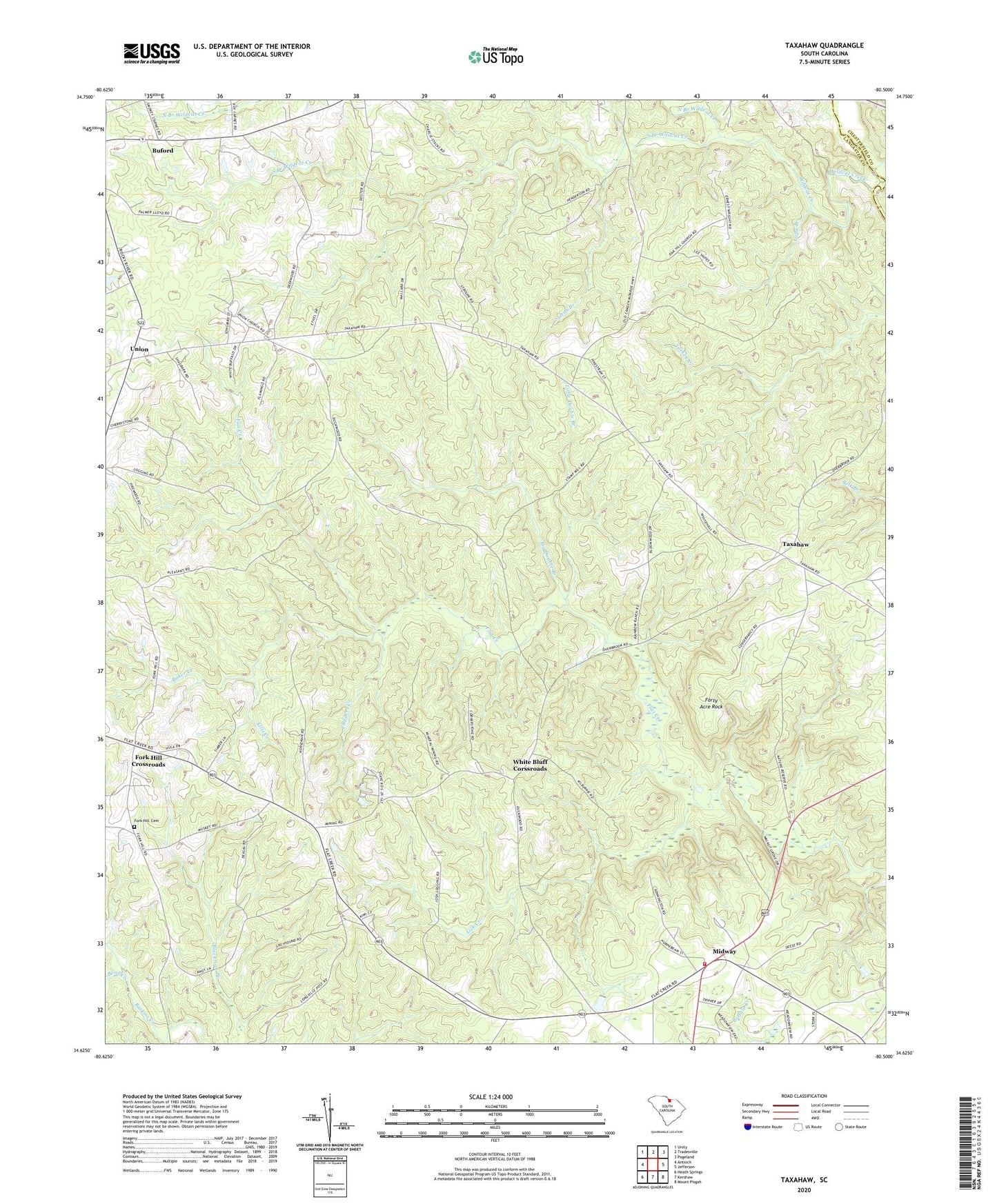 Taxahaw South Carolina US Topo Map Image