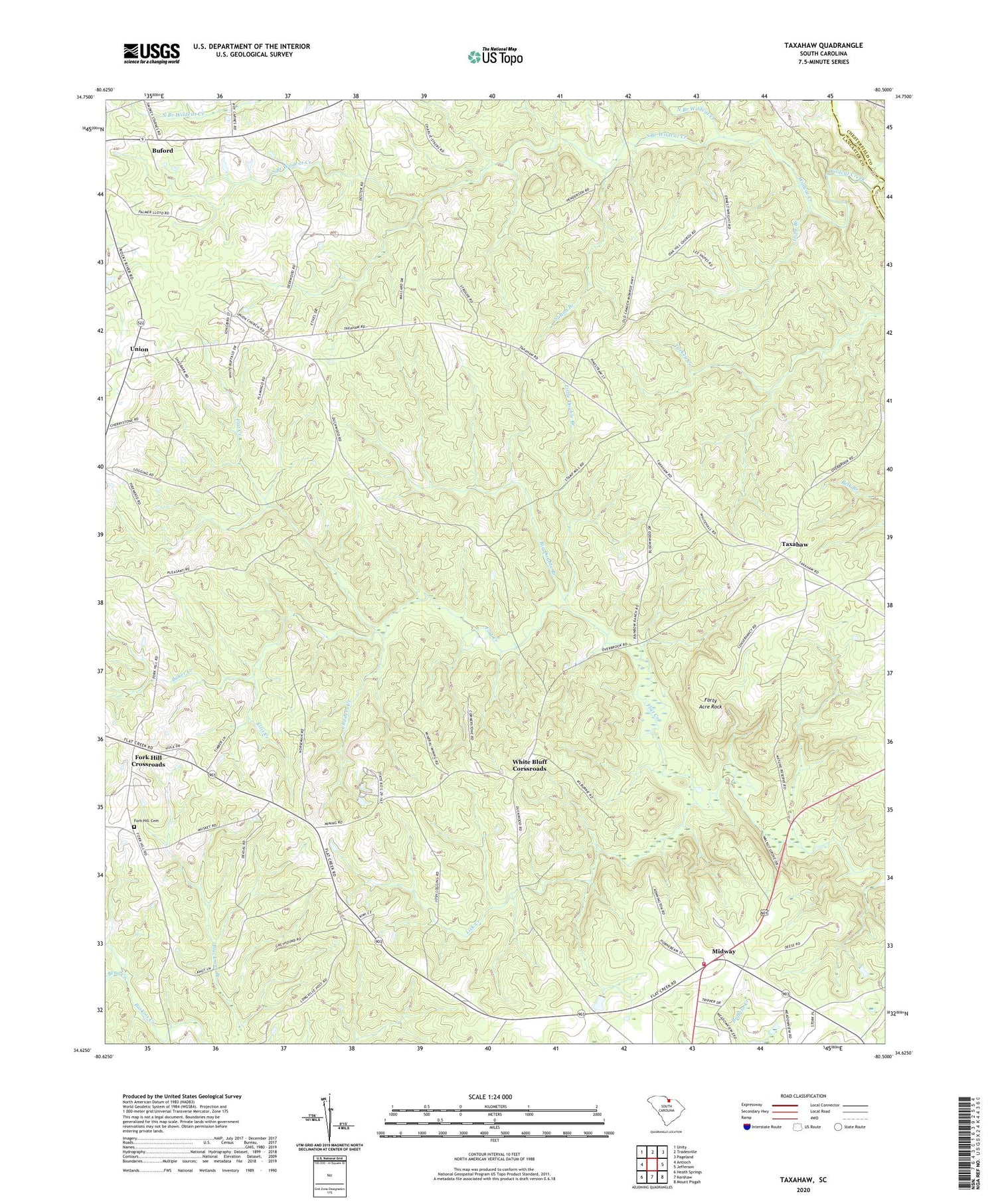 Taxahaw South Carolina US Topo Map Image