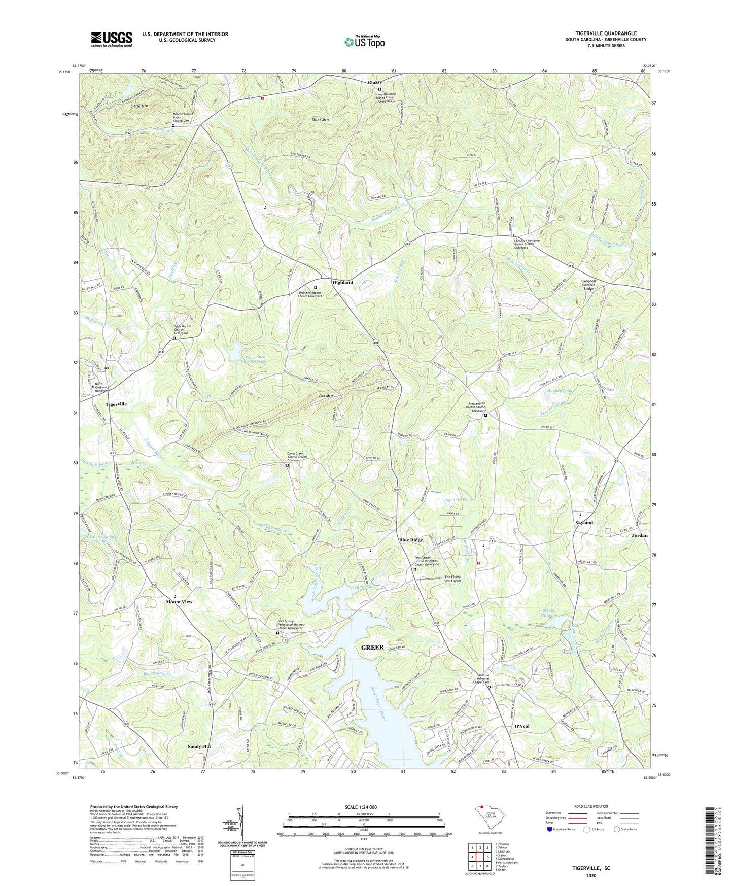 Tigerville South Carolina US Topo Map Image