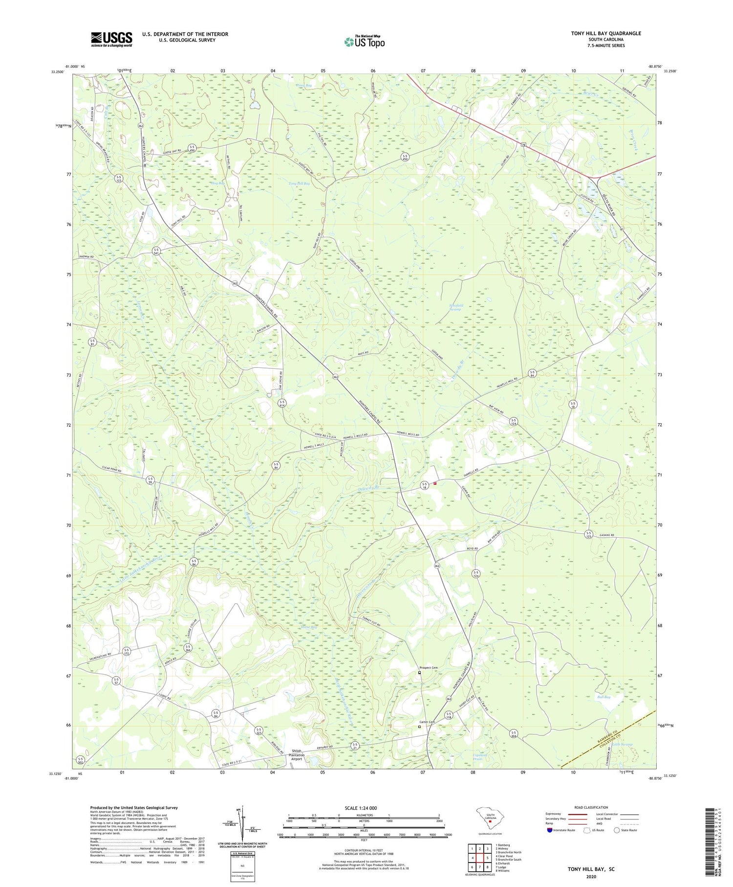 Tony Hill Bay South Carolina US Topo Map Image