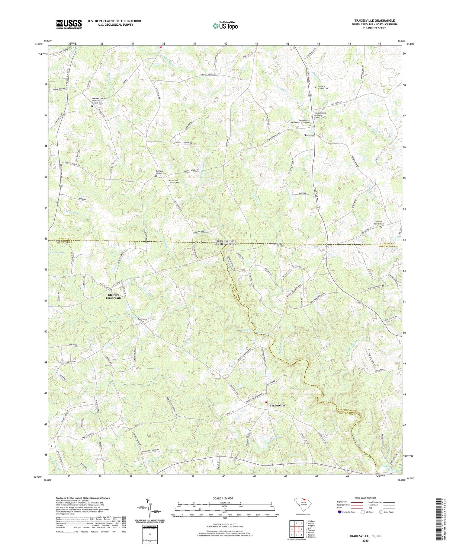 Tradesville South Carolina US Topo Map Image