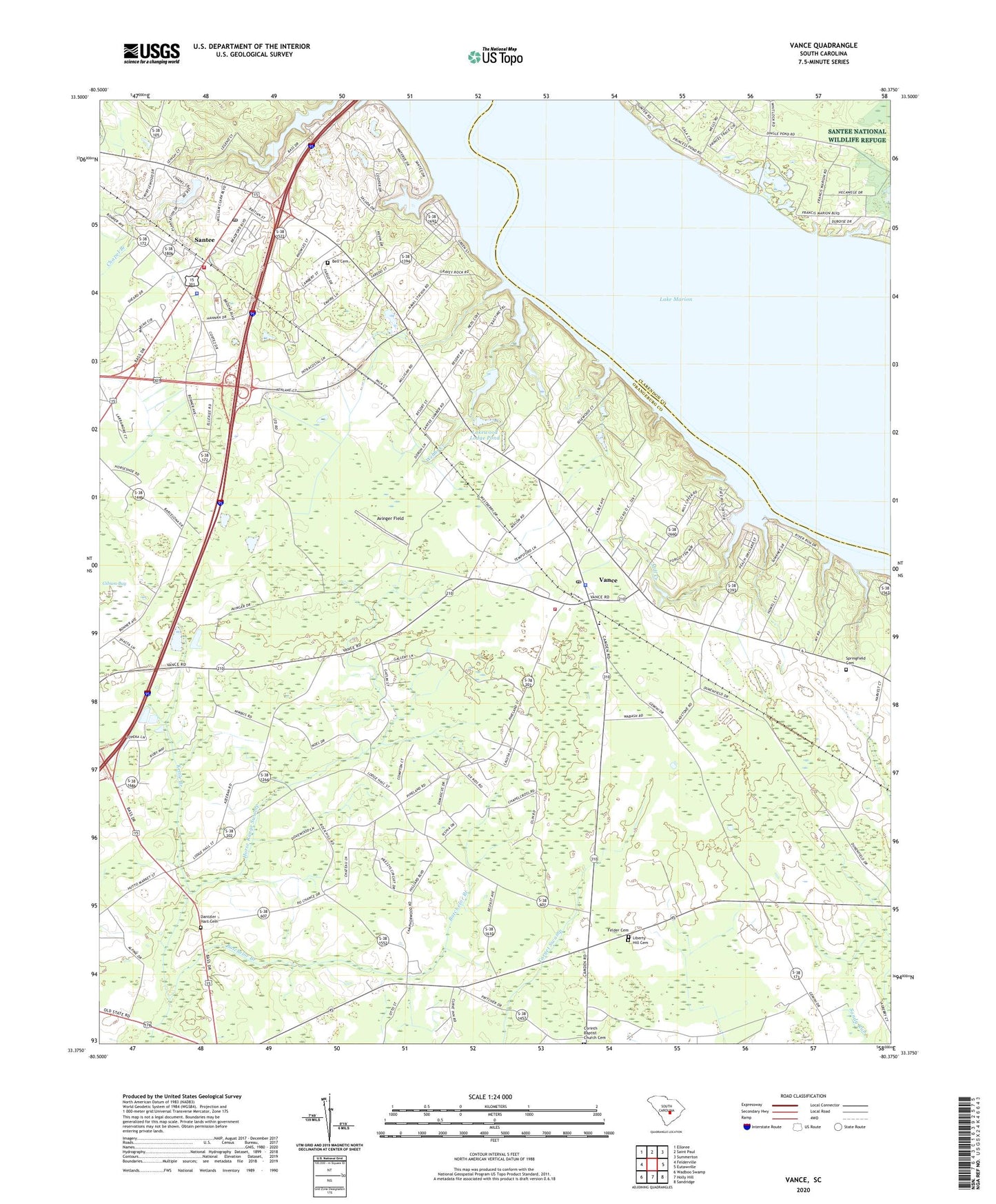 Vance South Carolina US Topo Map Image