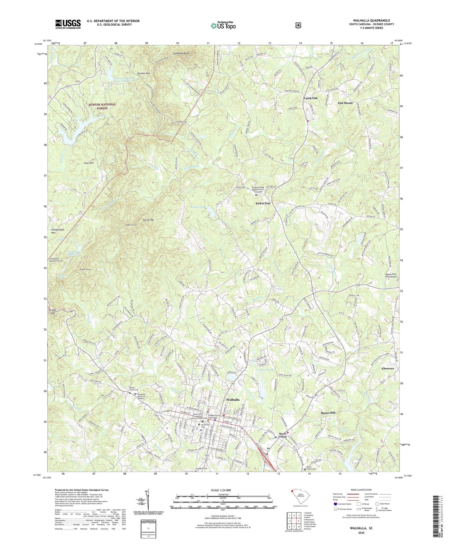 Walhalla South Carolina US Topo Map Image