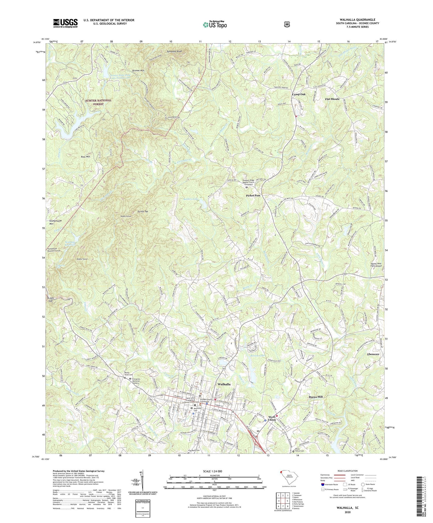 Walhalla South Carolina US Topo Map Image