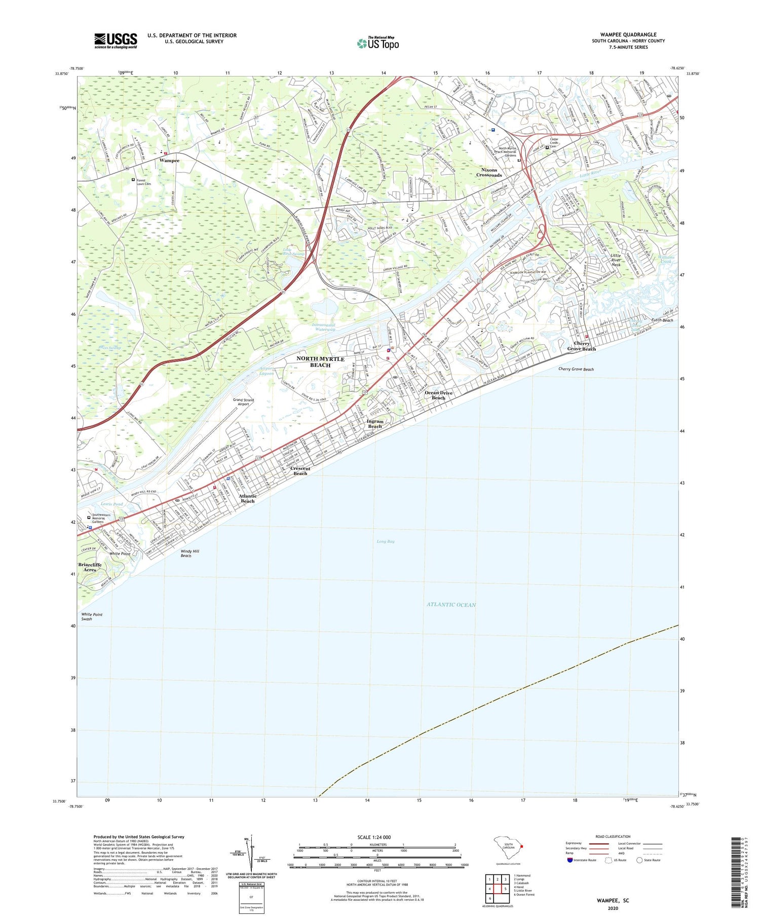 Wampee South Carolina US Topo Map Image