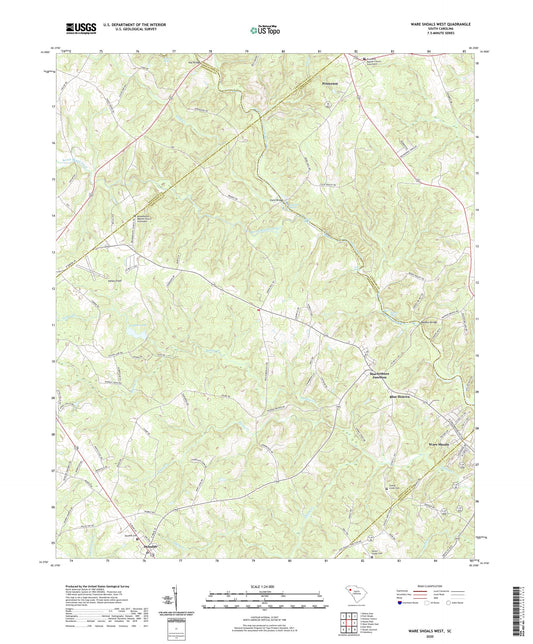 Ware Shoals West South Carolina US Topo Map Image
