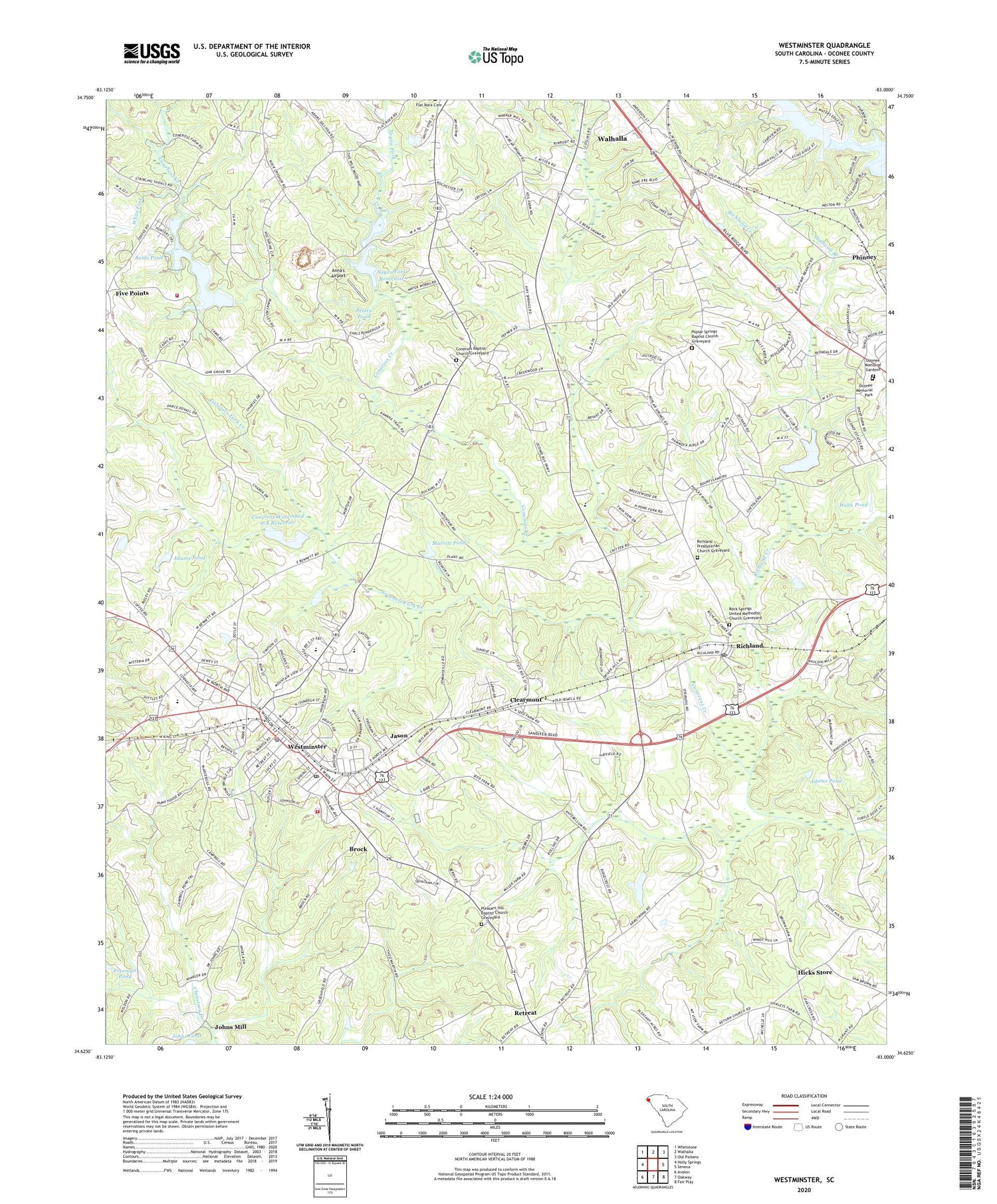 Westminster South Carolina US Topo Map Image