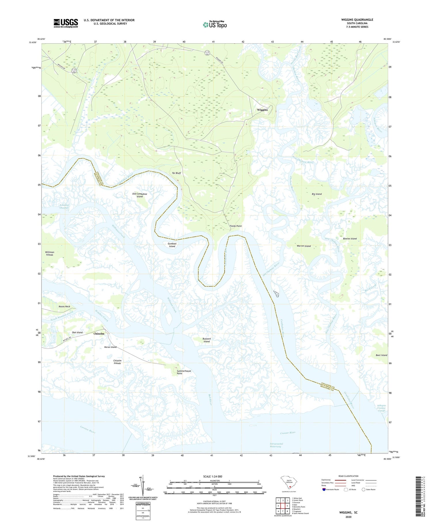 Wiggins South Carolina US Topo Map Image