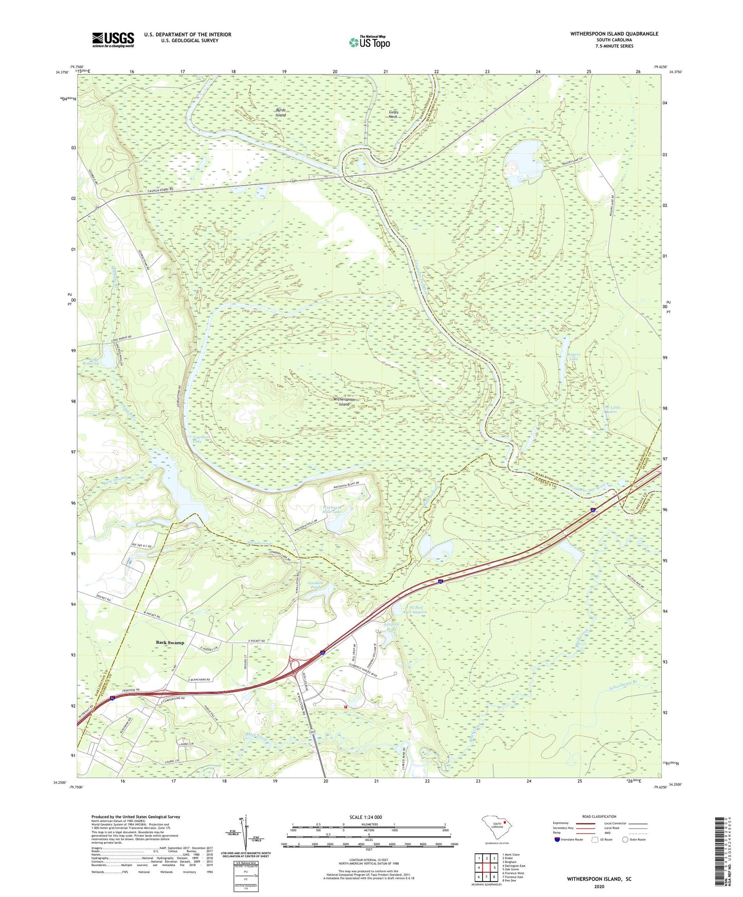 Witherspoon Island South Carolina US Topo Map Image