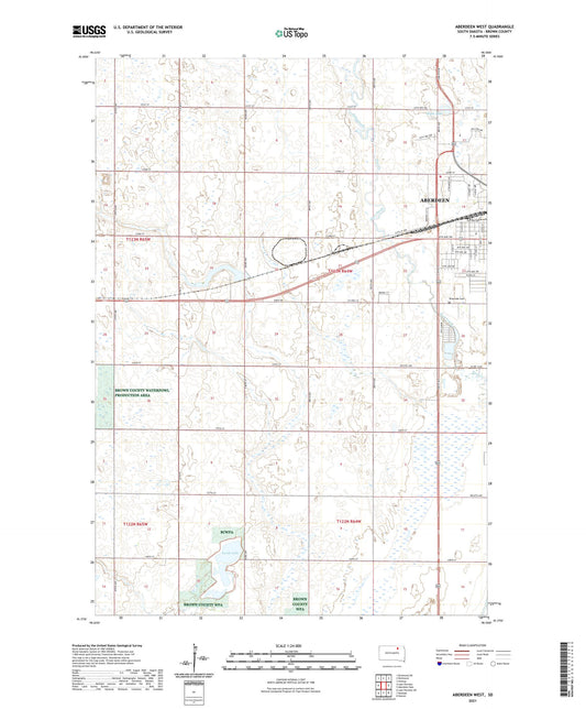 Aberdeen West South Dakota US Topo Map Image
