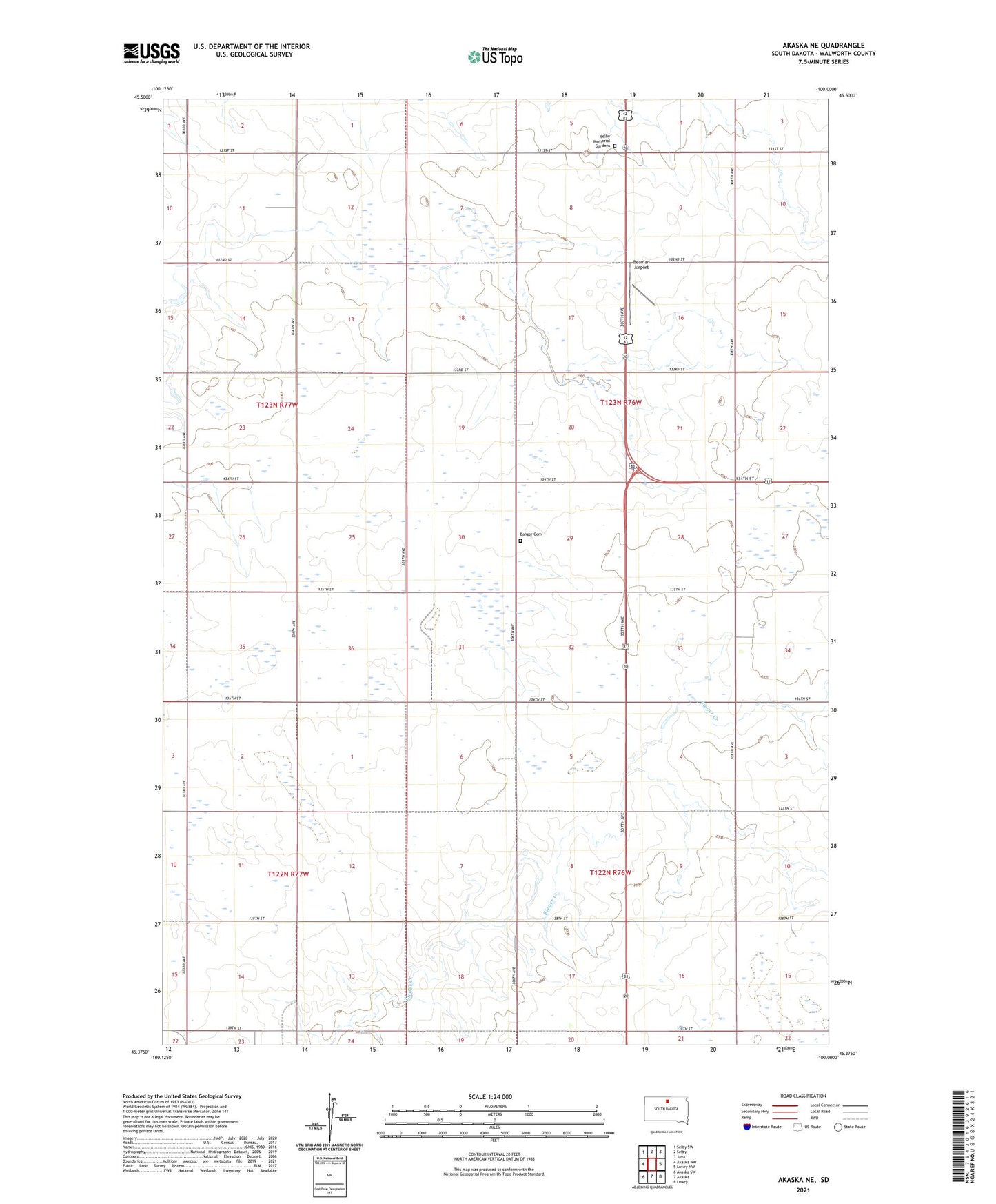 Akaska NE South Dakota US Topo Map Image