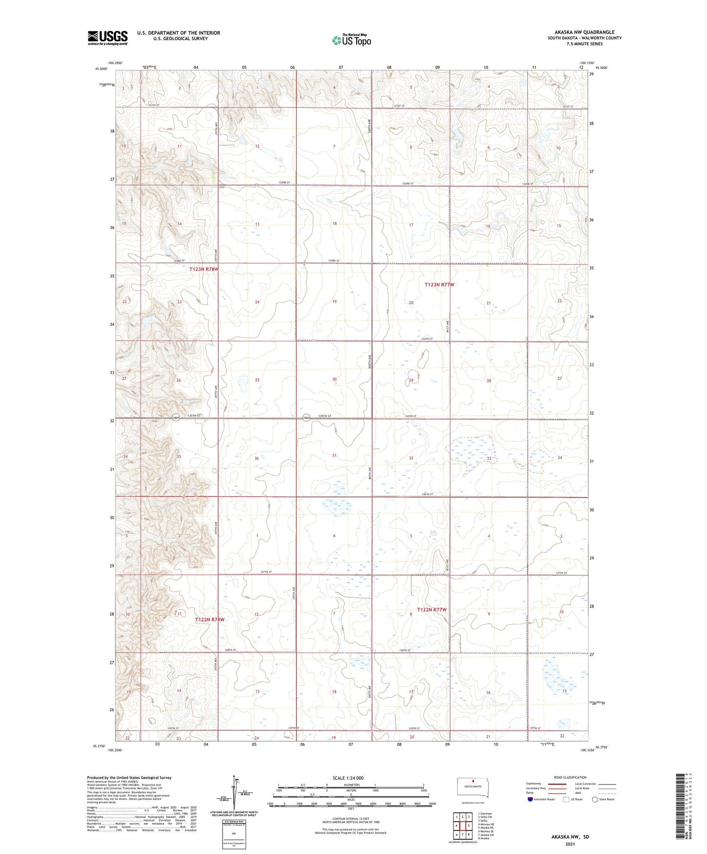 Akaska NW South Dakota US Topo Map Image