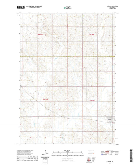 Alcester South Dakota US Topo Map Image