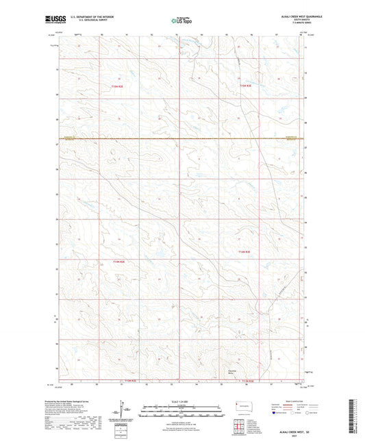 Alkali Creek West South Dakota US Topo Map Image