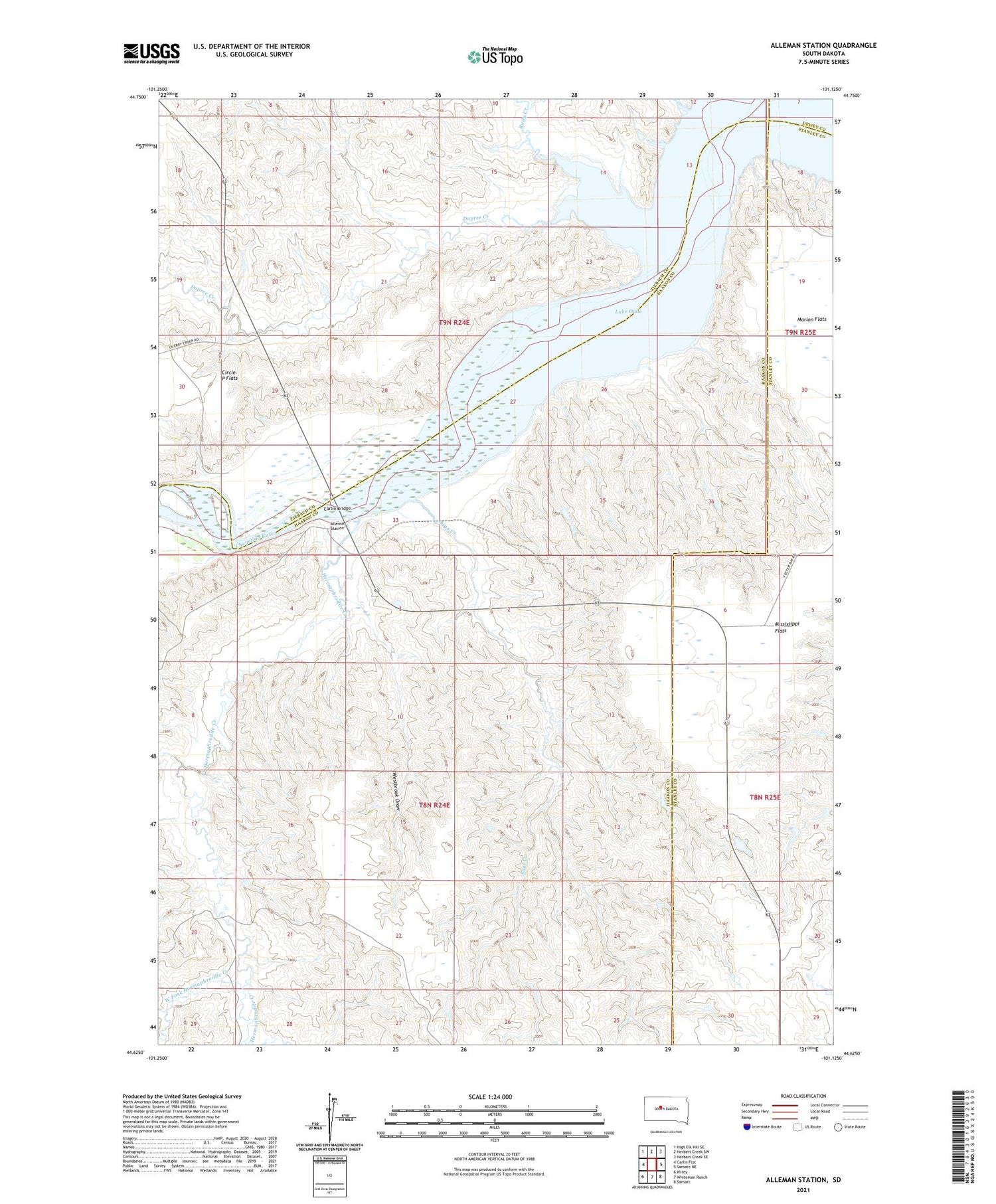 Alleman Station South Dakota US Topo Map Image