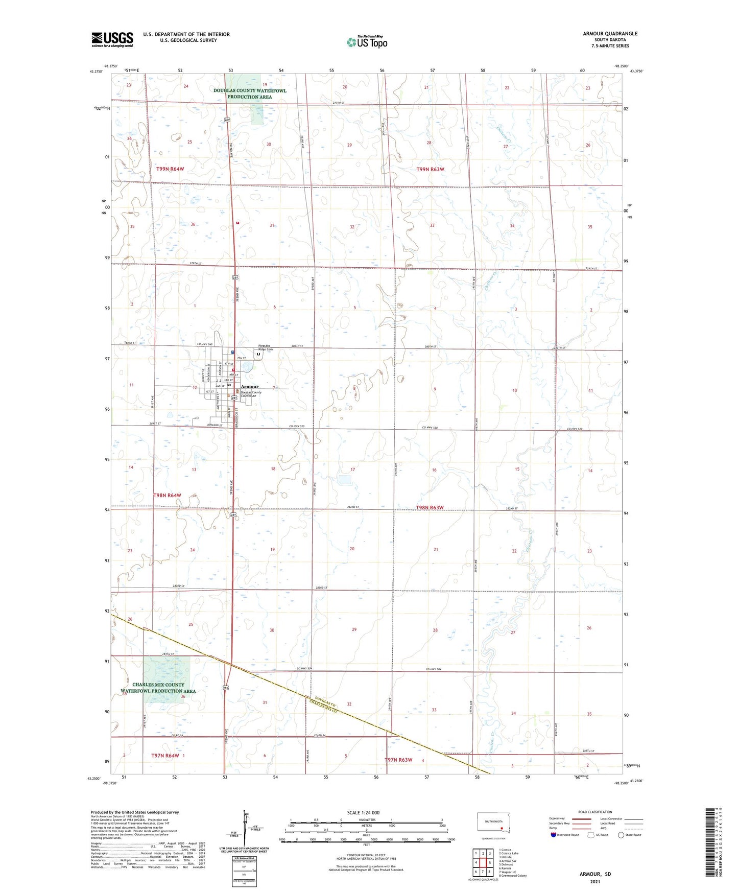 Armour South Dakota US Topo Map Image