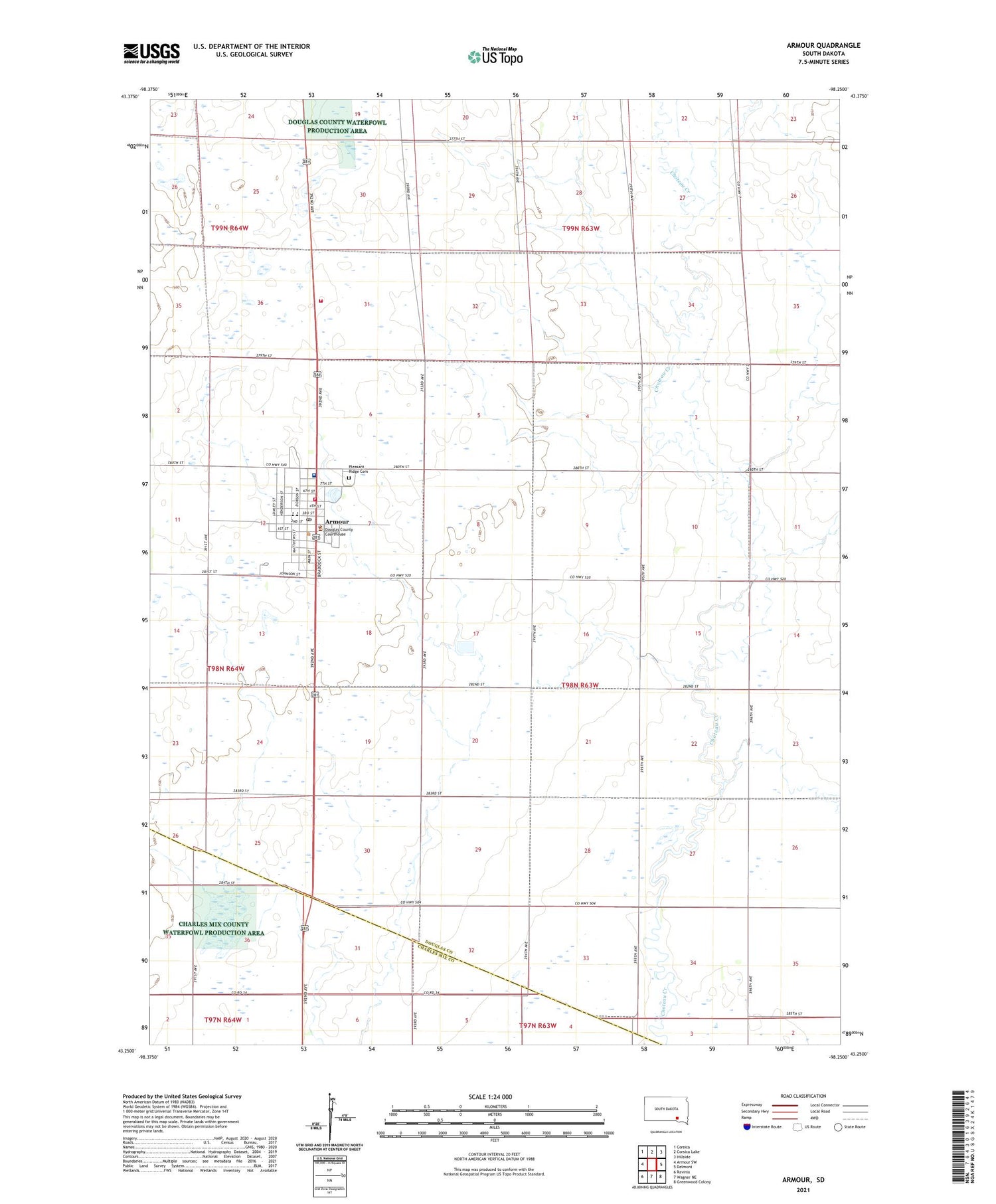 Armour South Dakota US Topo Map Image