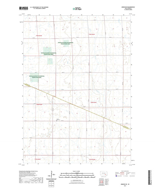 Armour SW South Dakota US Topo Map Image