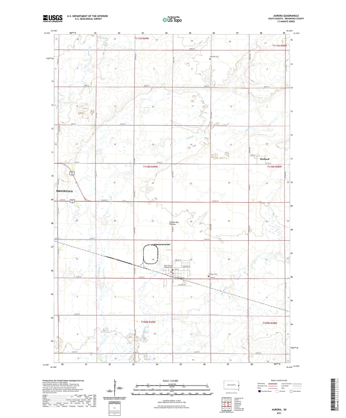 Aurora South Dakota US Topo Map Image