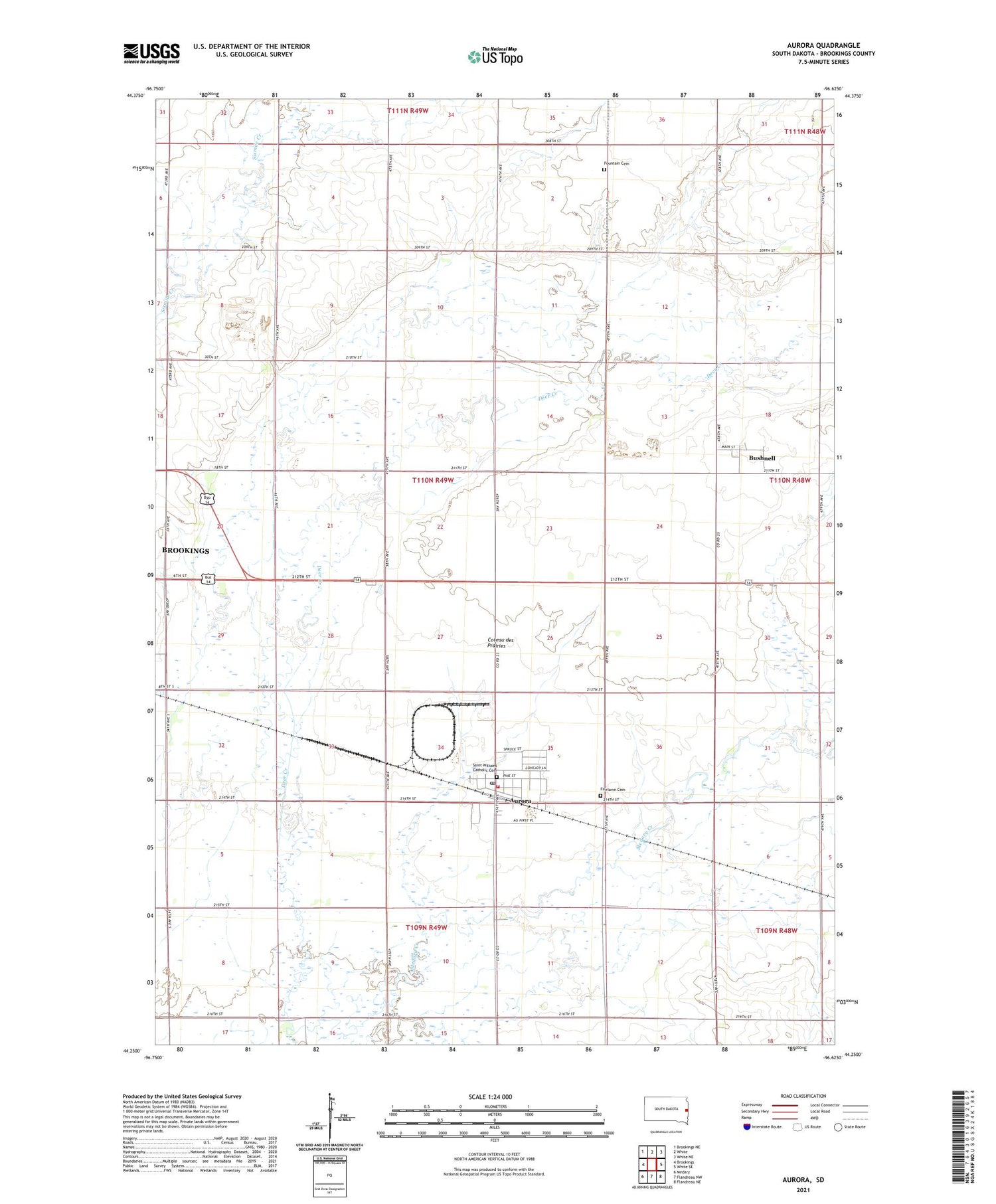 Aurora South Dakota US Topo Map Image