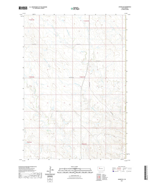 Avance SE South Dakota US Topo Map Image