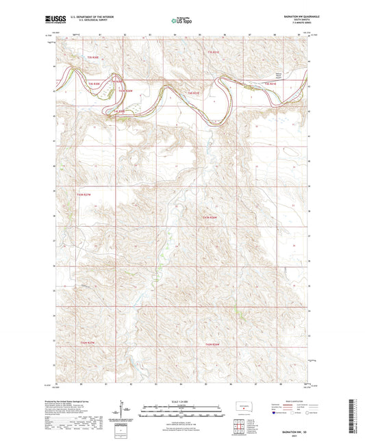 Badnation NW South Dakota US Topo Map Image