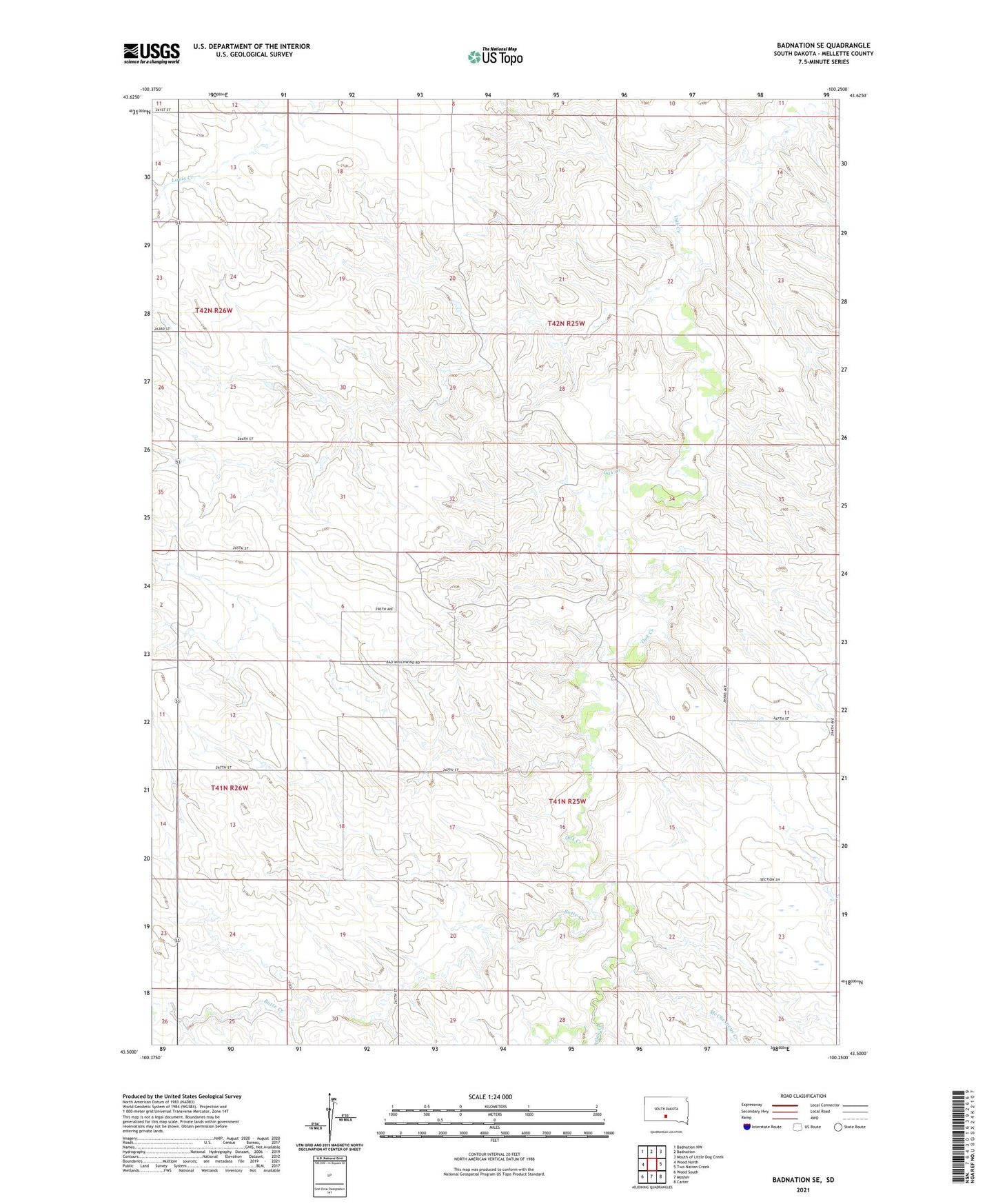 Badnation SE South Dakota US Topo Map Image