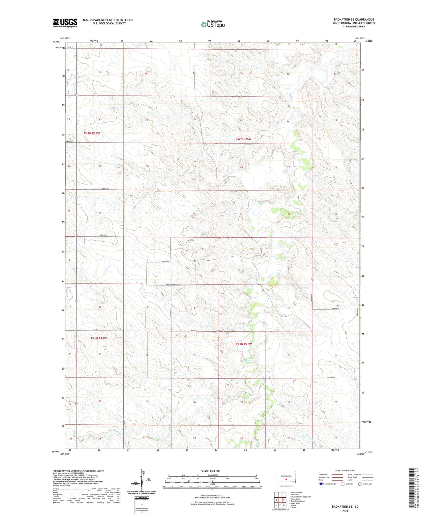 Badnation SE South Dakota US Topo Map Image