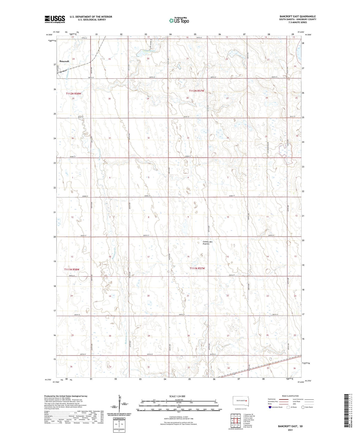 Bancroft East South Dakota US Topo Map Image