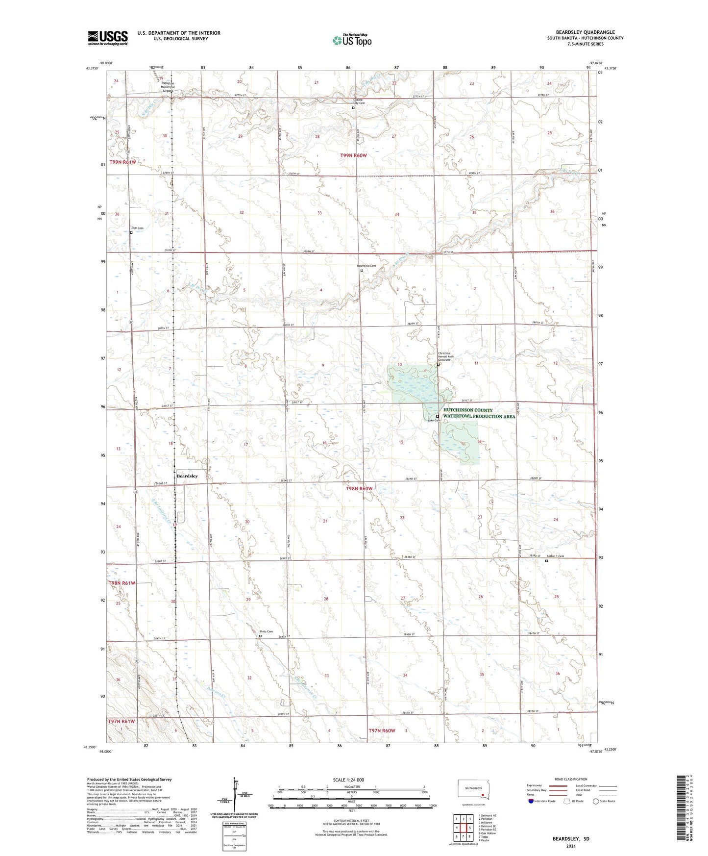 Beardsley South Dakota US Topo Map Image