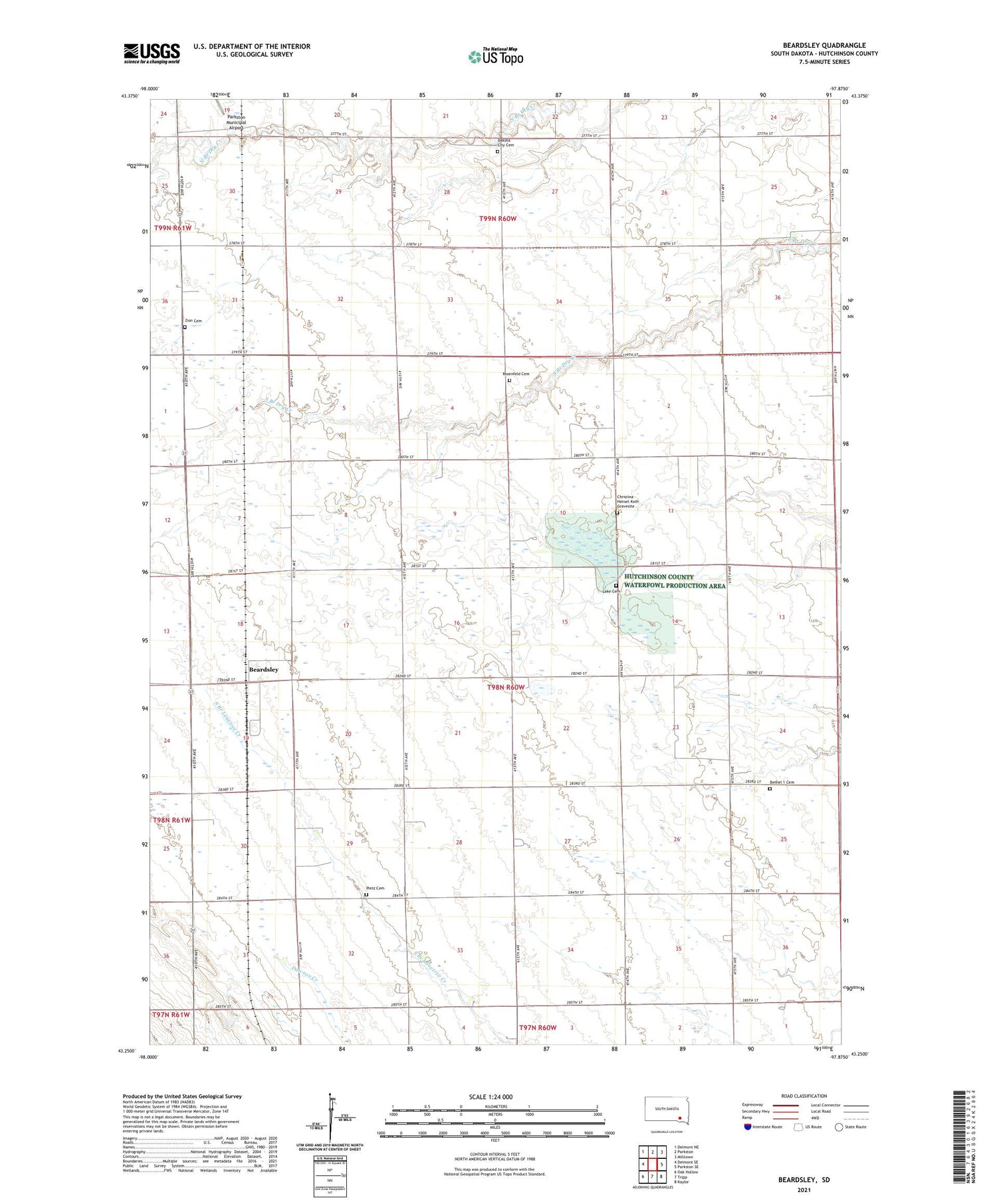 Beardsley South Dakota US Topo Map Image