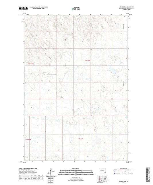 Bedners Dam South Dakota US Topo Map Image
