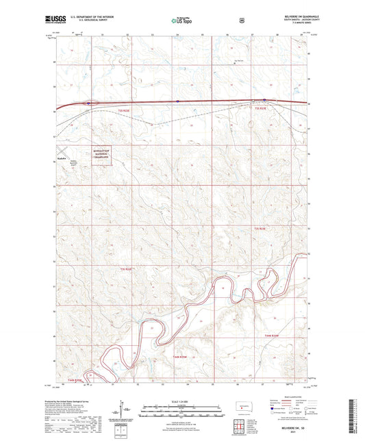 Belvidere SW South Dakota US Topo Map Image