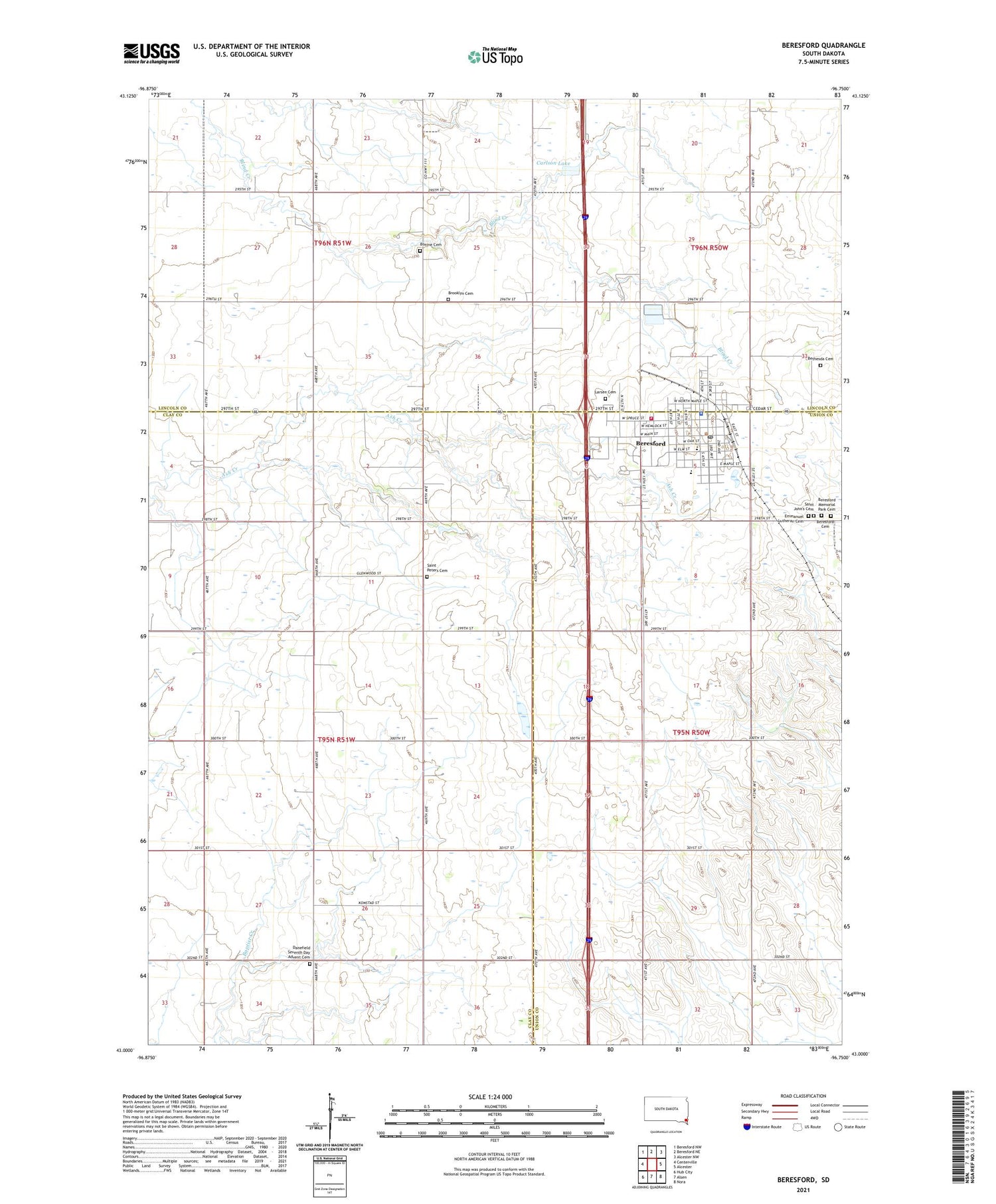 Beresford South Dakota US Topo Map Image