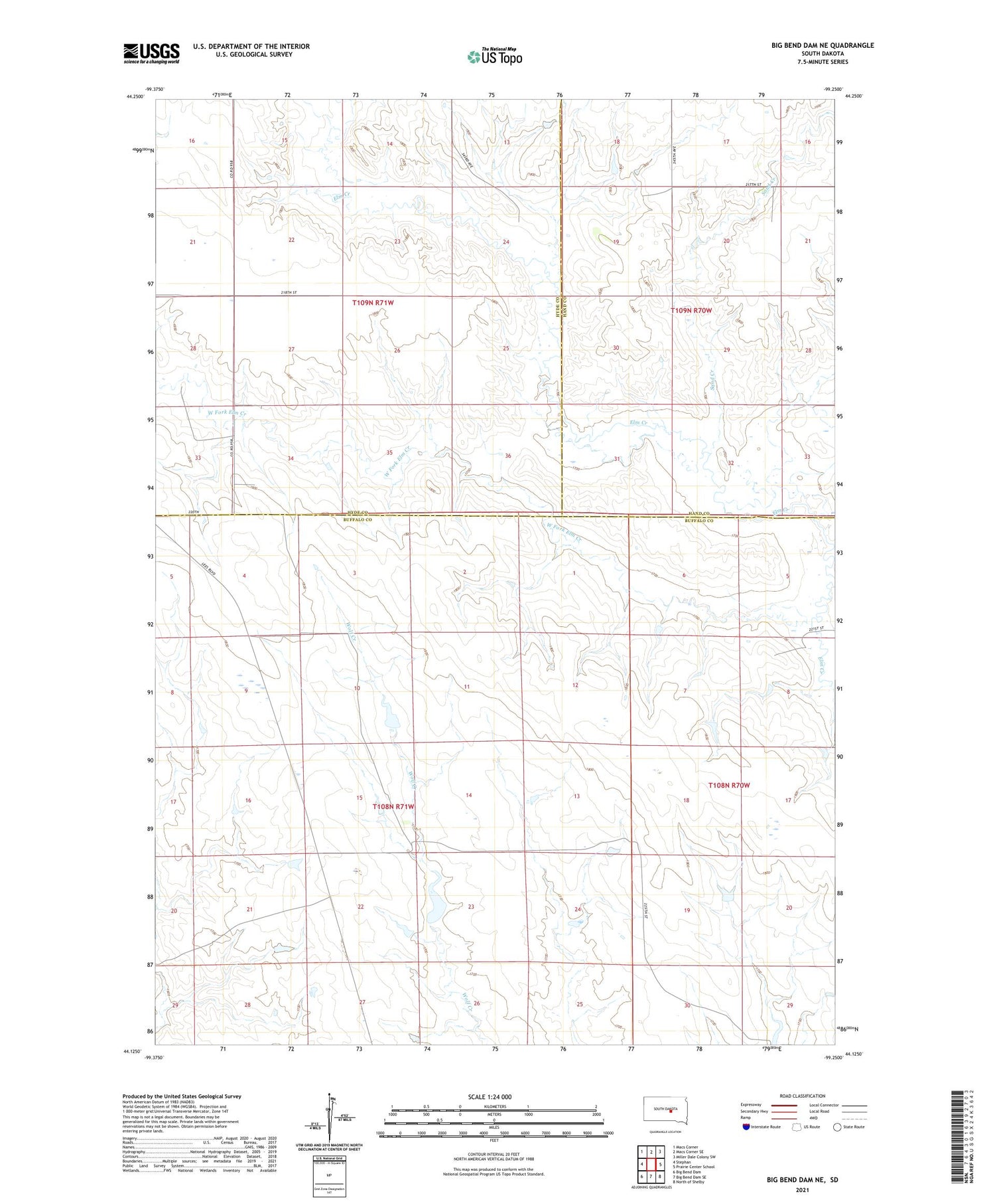 Big Bend Dam NE South Dakota US Topo Map Image