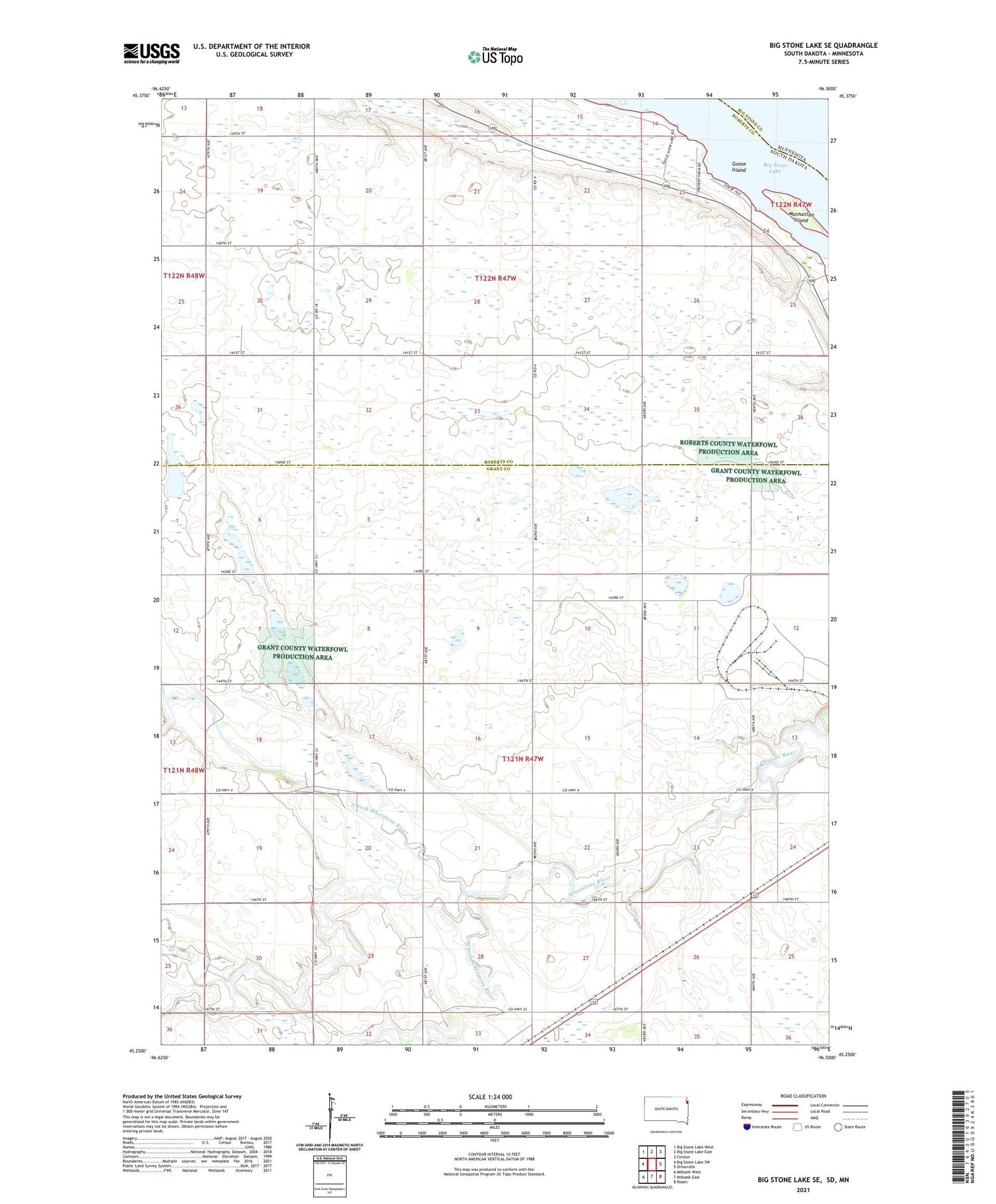 Big Stone Lake SE South Dakota US Topo Map Image