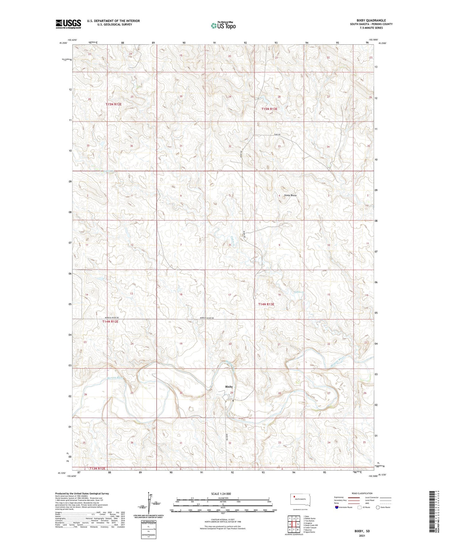 Bixby South Dakota US Topo Map Image