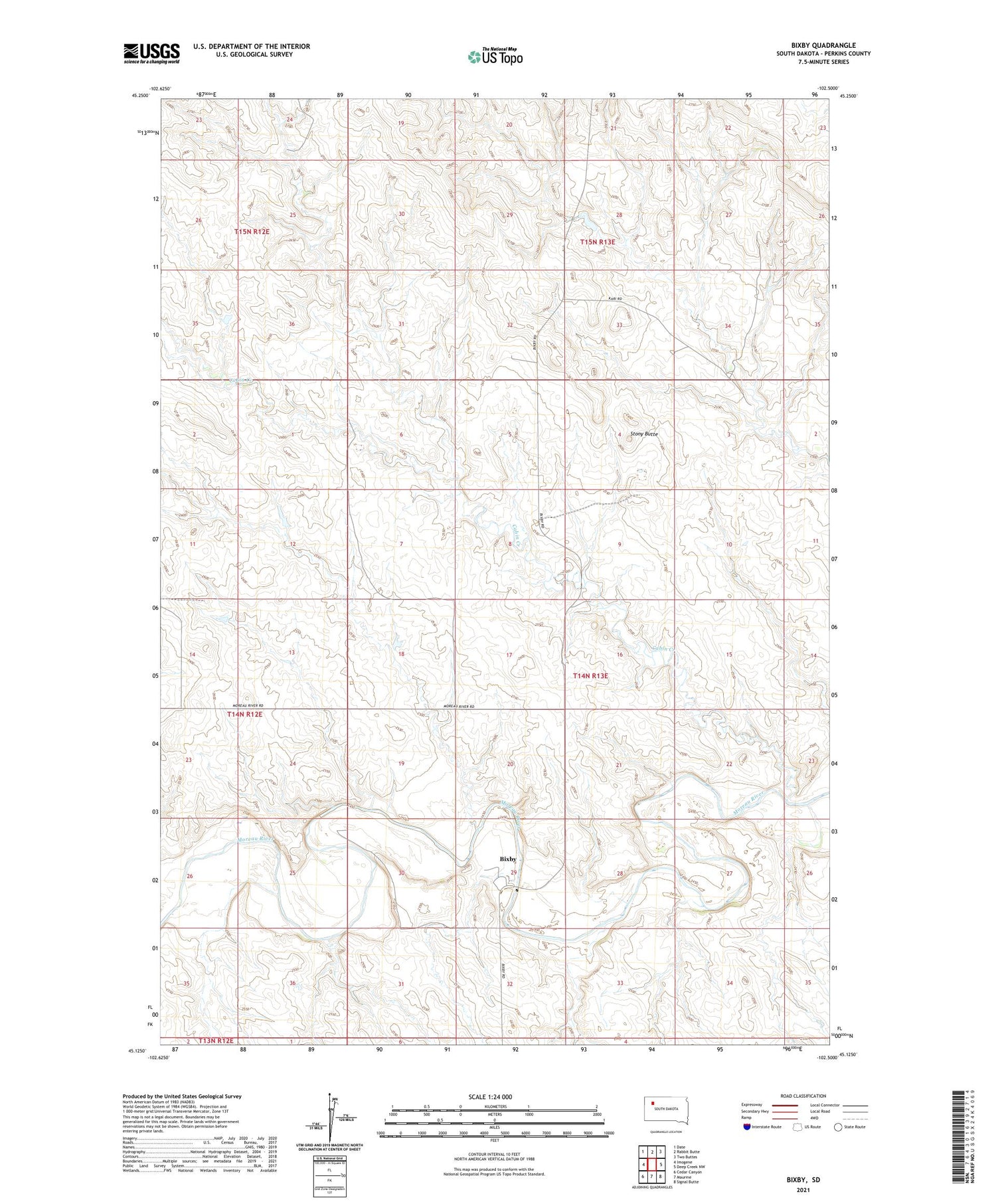 Bixby South Dakota US Topo Map Image