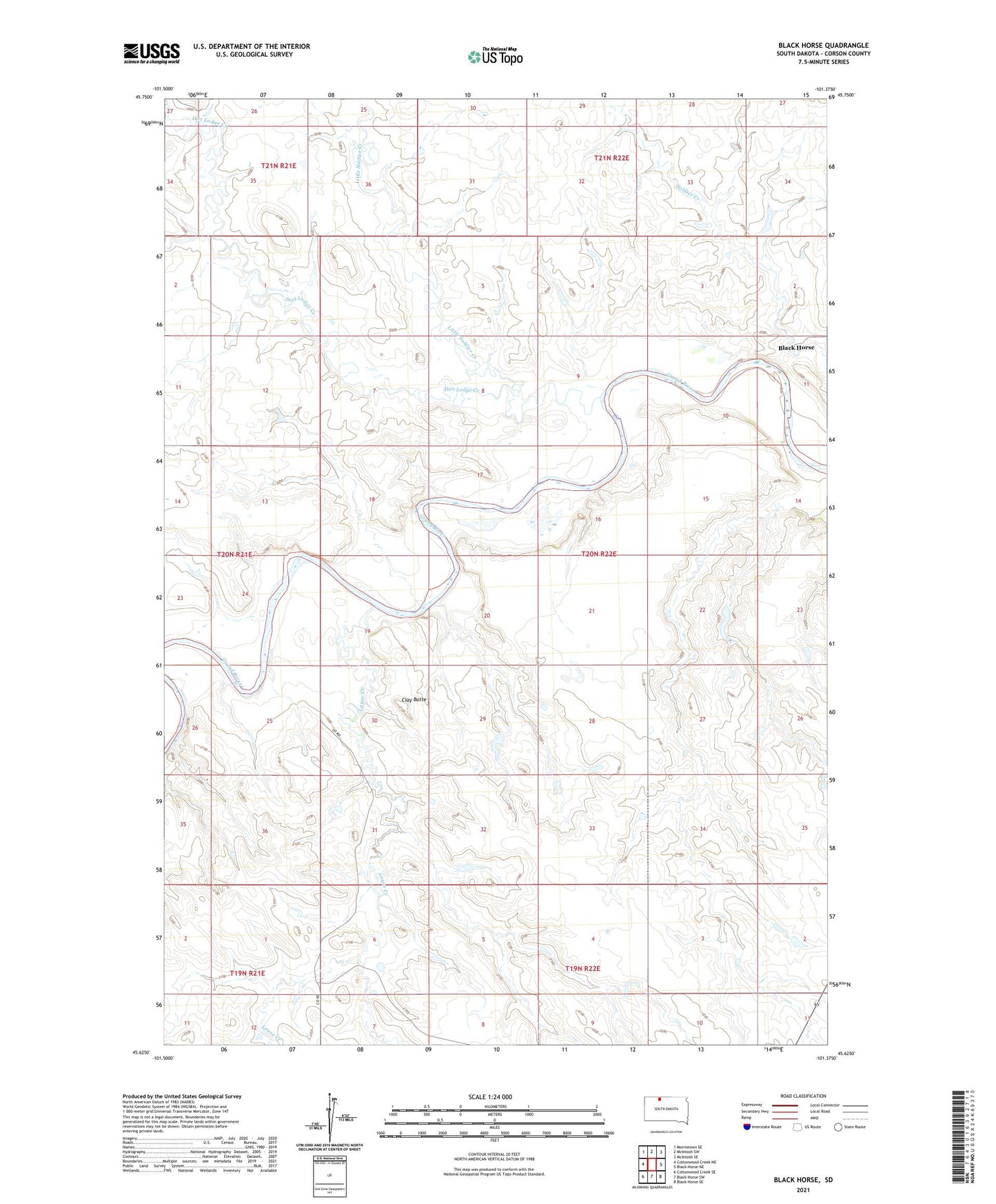 Black Horse South Dakota US Topo Map Image