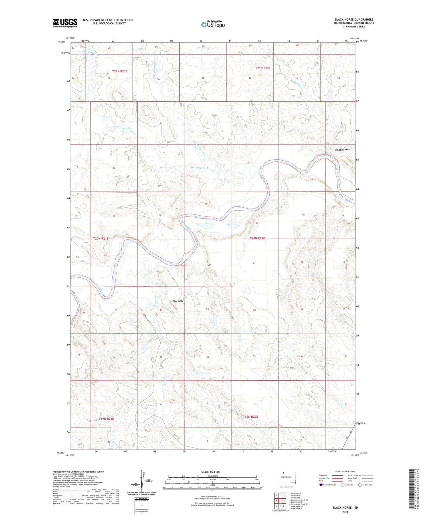 Black Horse South Dakota US Topo Map Image