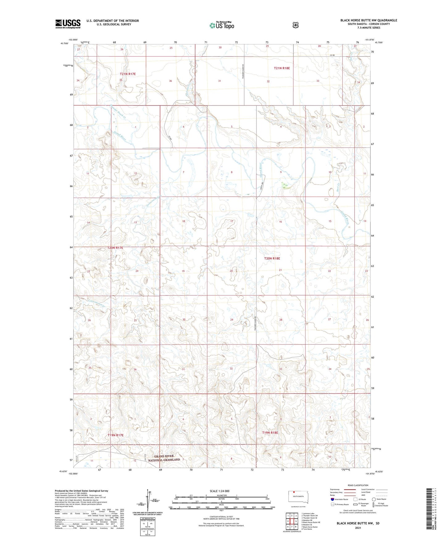 Black Horse Butte NW South Dakota US Topo Map Image