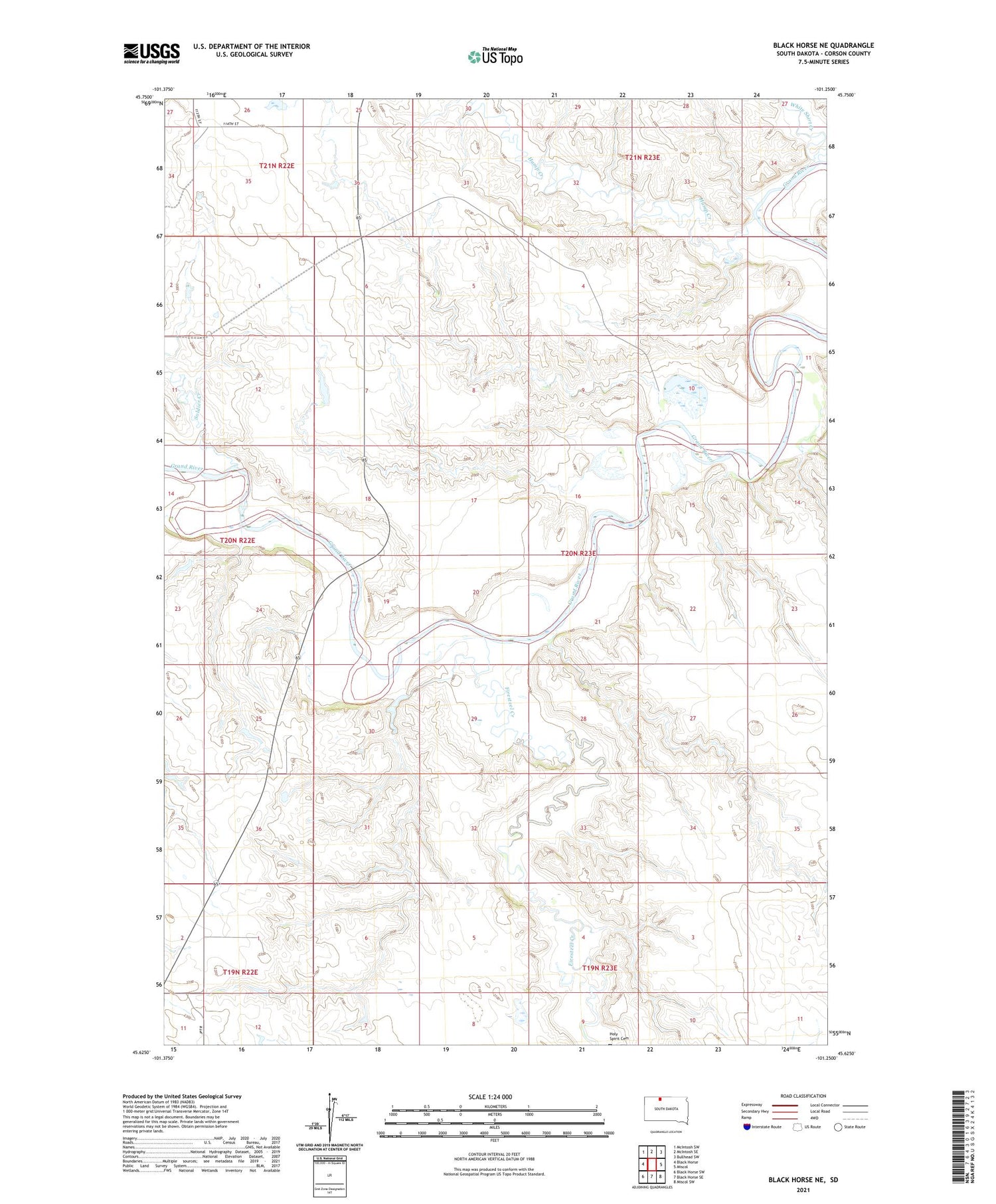Black Horse NE South Dakota US Topo Map Image